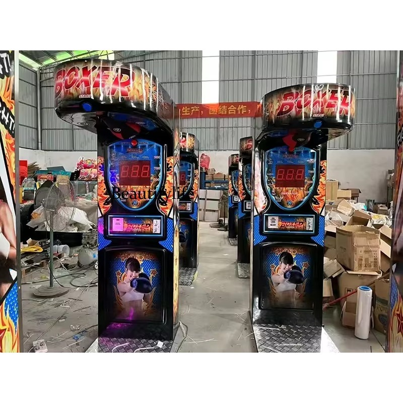 Arcade Game Coin - 業務用コイン式パンチボクシングアーケードゲーム機、屋内娯楽向け、ゲームセンター向け耐久性のあるグラスファイバー製