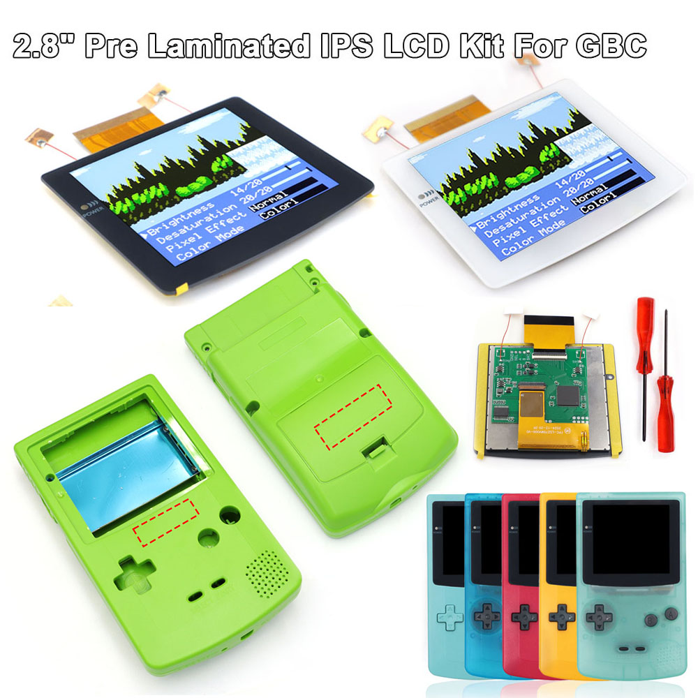 Lcd Screen Arcade - 2.8インチ ラミネート加工IPS液晶画面 バックライト付き 色褪せ防止FRM ゲームボーイカラーGBC用 ハウジングシェル付き
