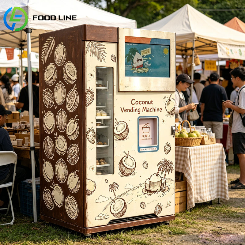 Open Vending Machine - フレッシュココナッツ自動販売機 スマートAI自動ココナッツ割りジュースマシン キャッシュレス決済システム カスタマイズ可能