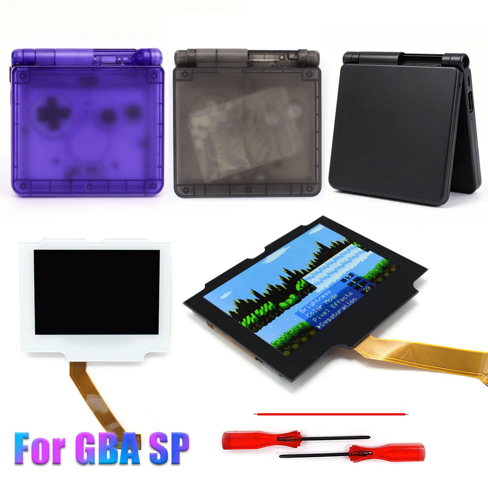Lcd Screen Arcade - HISPEEDIDO 720x480 GBA SP用プレラミネートIPS V5スクリーンキット（シェルハウジング付き）高輝度バックライトLCD 簡単に取り付け可能