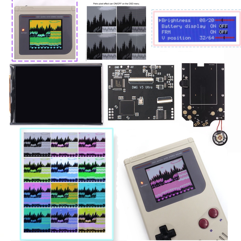 Lcd Screen Arcade - 36色変更モード搭載RIPSスクリーン GBO DMG V5 Pro用 ハイライトバックライトIPS液晶スクリーンキット