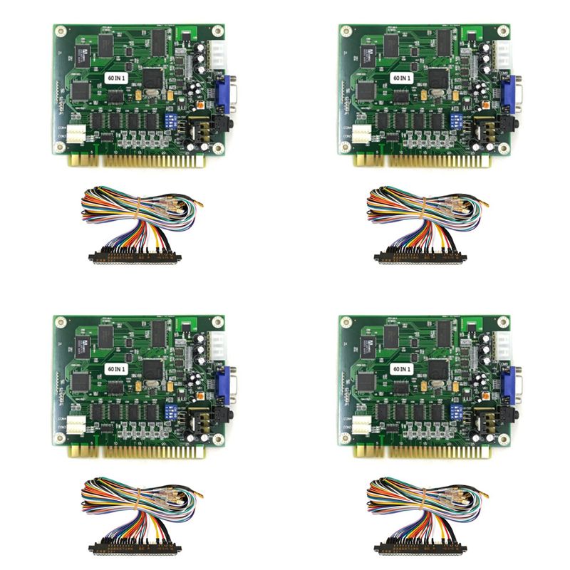 Usb Game Board Jamma - 効率的な4X 60 in 1マルチケードPCBボードアーケードゲームボード、28PケーブルVGA出力付き、水平型、Jamma Arca対応