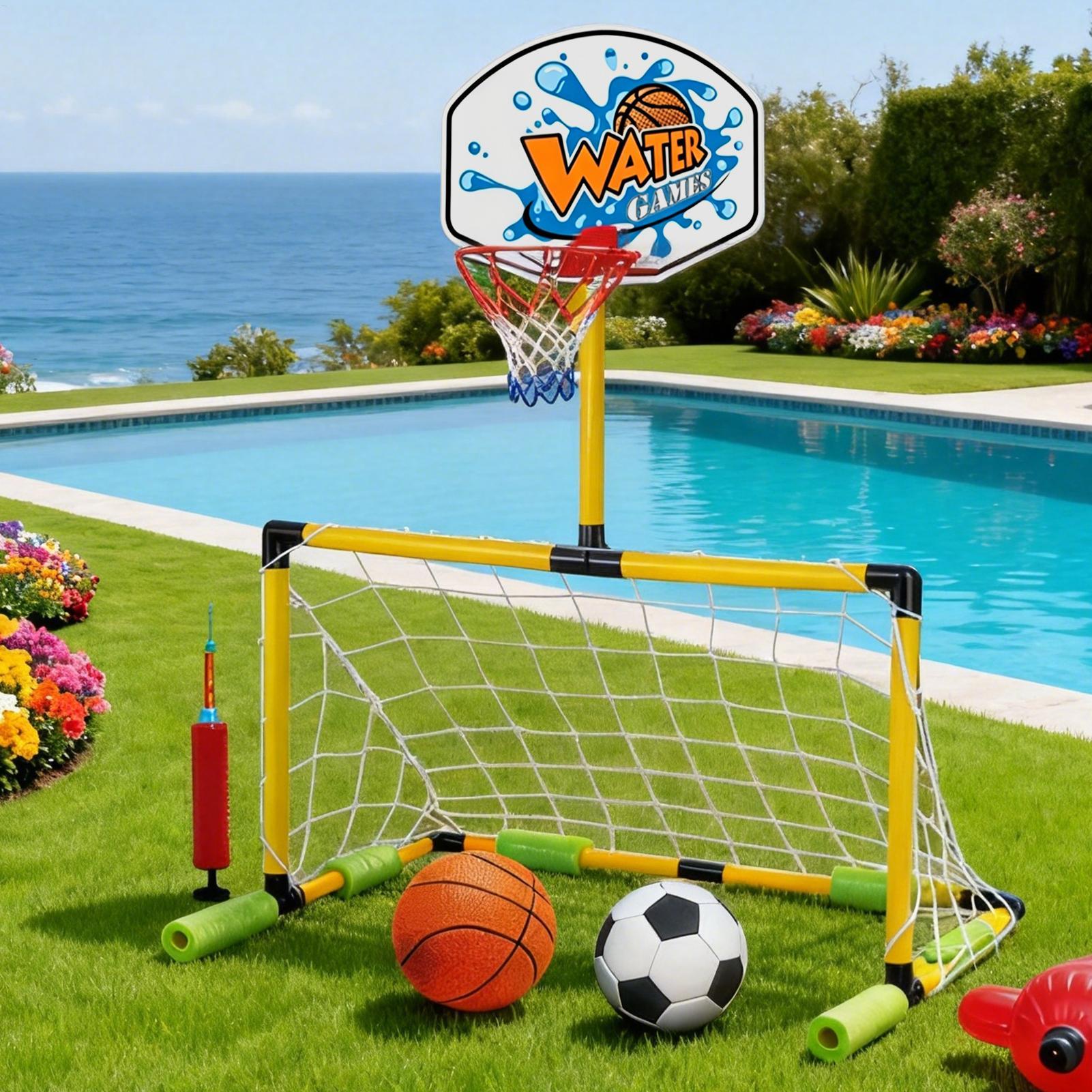 プールバスケットボールフープ 2-in-1 サッカーゴールバ - Basketball Arcade Game のレビューと価格