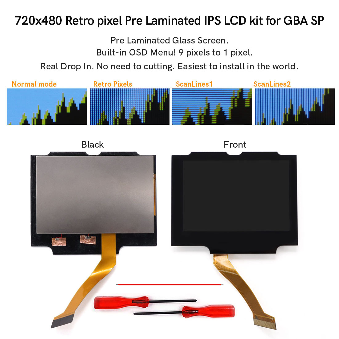 GBA SP V5 720x480 レトロピクセル 3.0イ - Lcd Screen Arcade のレビューと価格